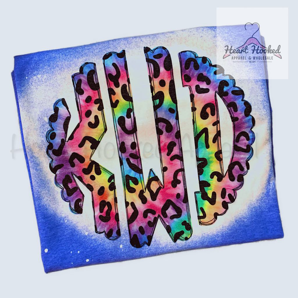Rainbow Cheetah Leopard Monogram Tee