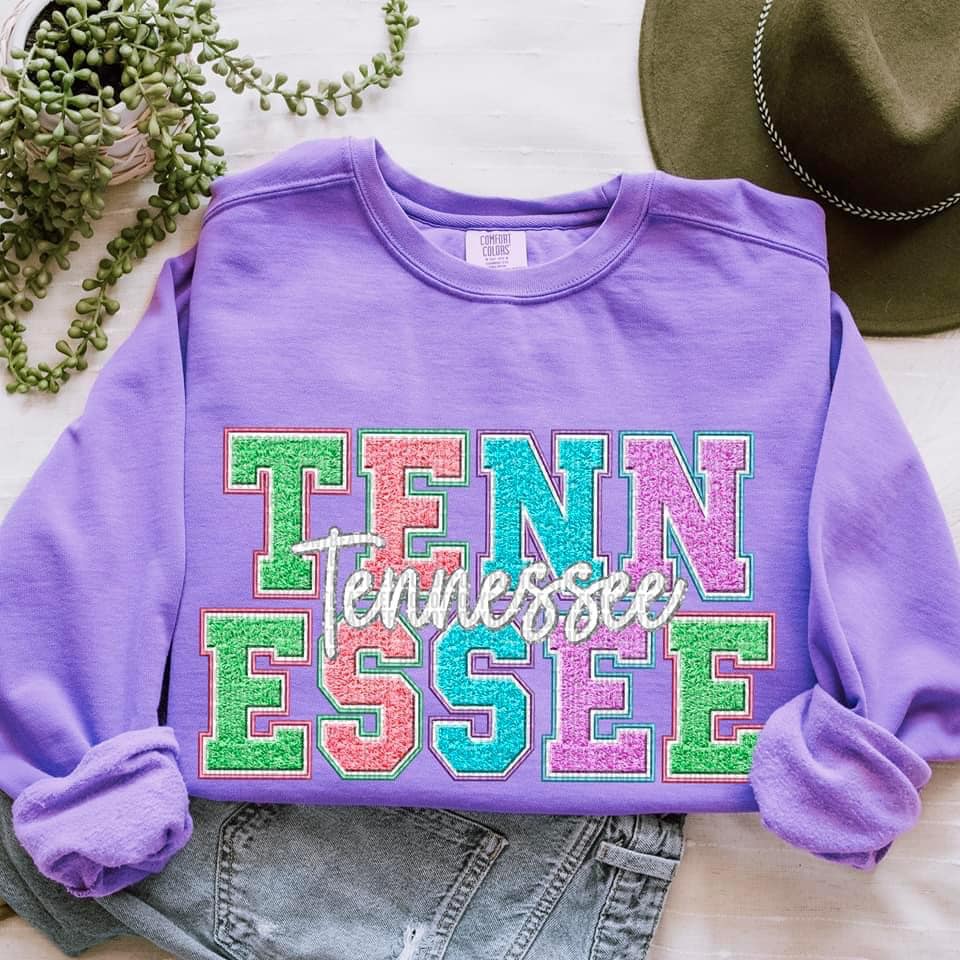Faux Embroidered Comfort Color sweatshirts (All States Available)