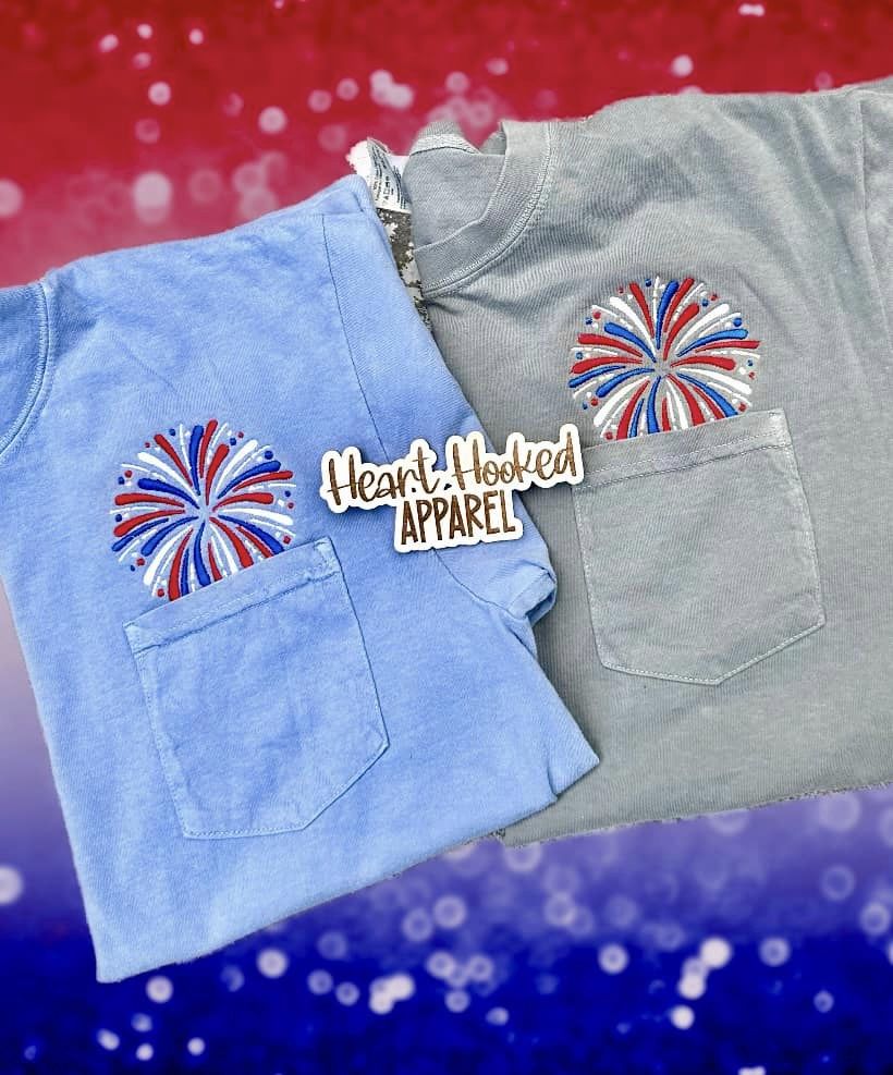 Fireworks 4th July Pocket Tee's