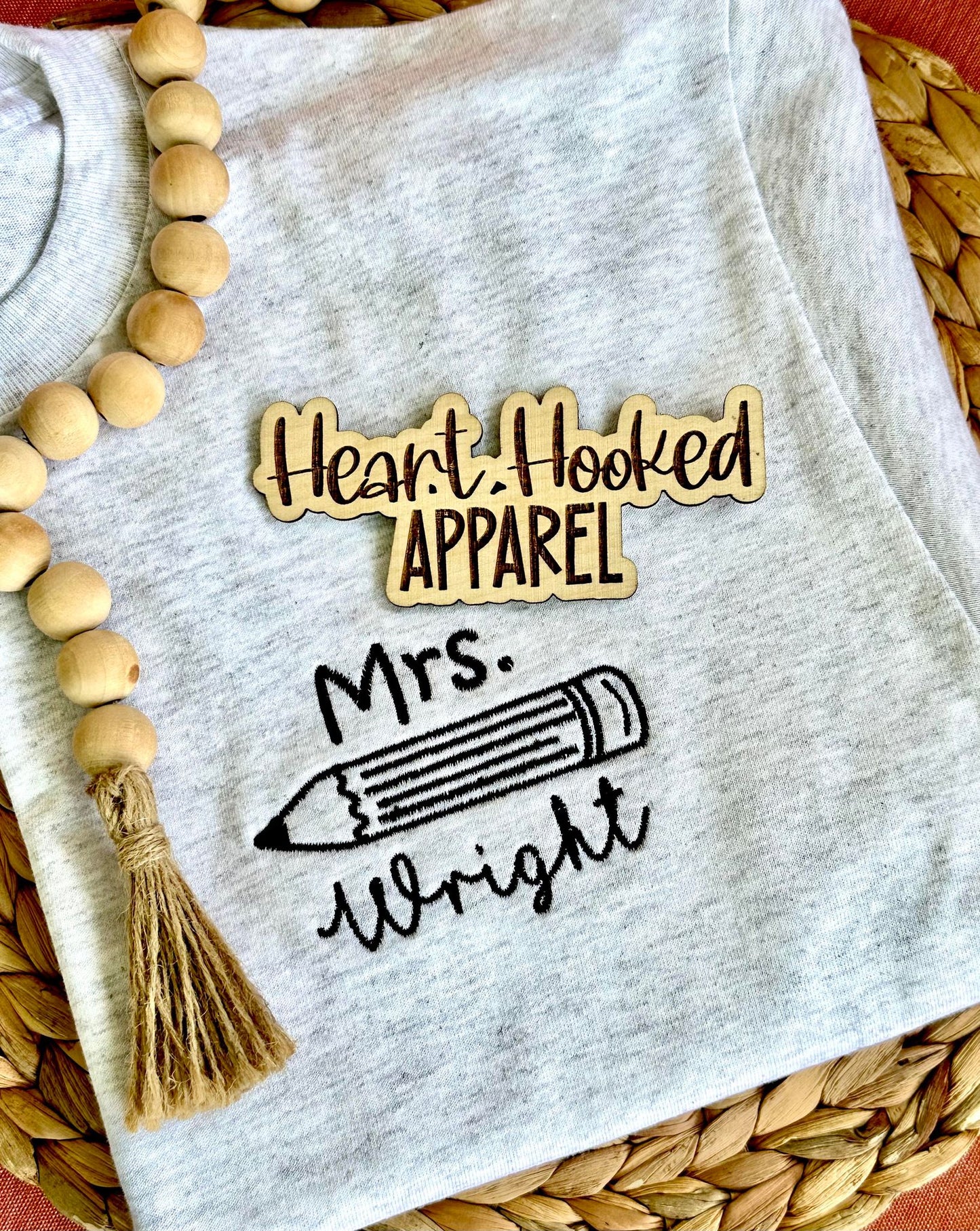 Teacher Pencil Embroidered T-Shirt