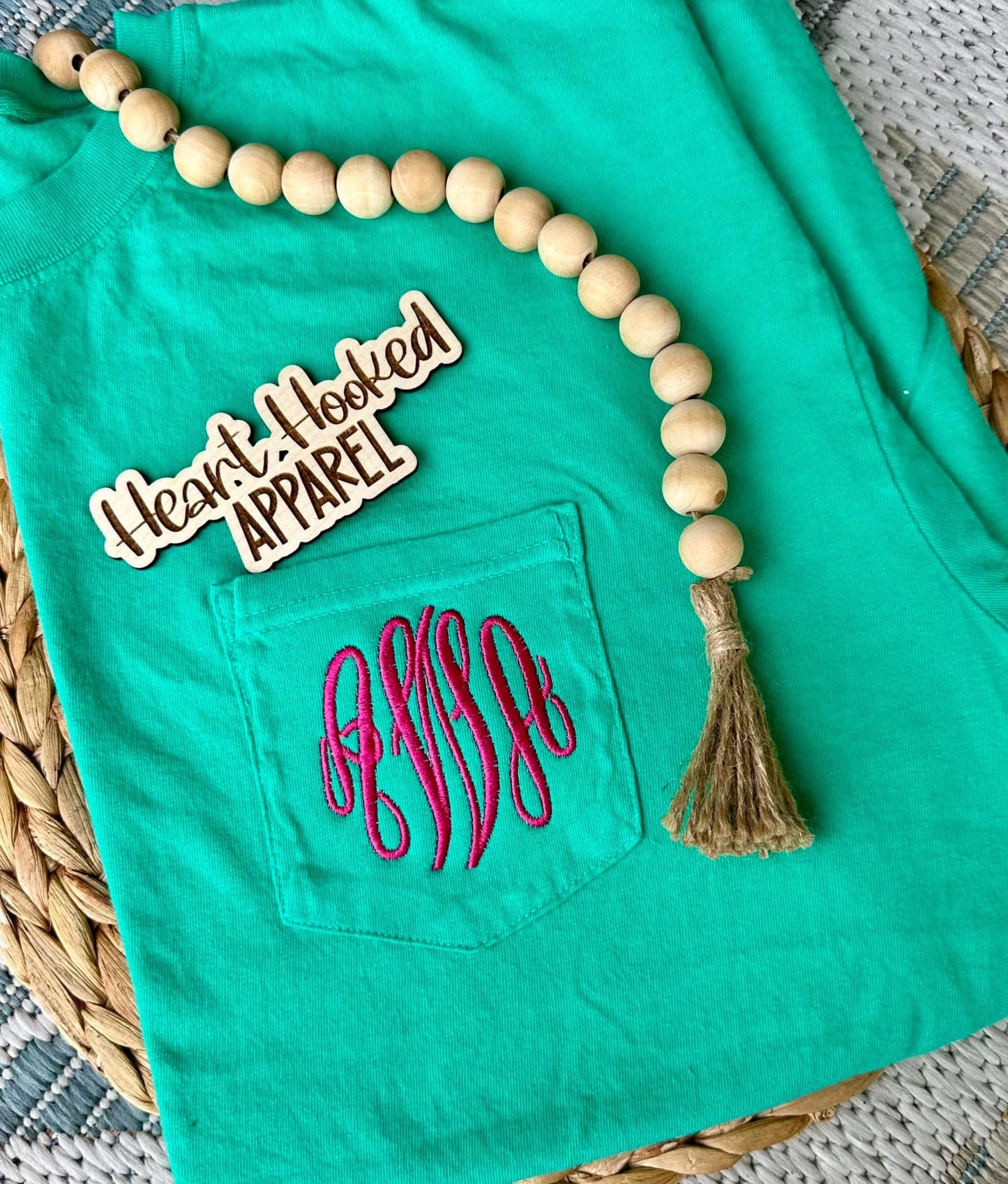 Comfort color short sleeved pocket monogram tee
