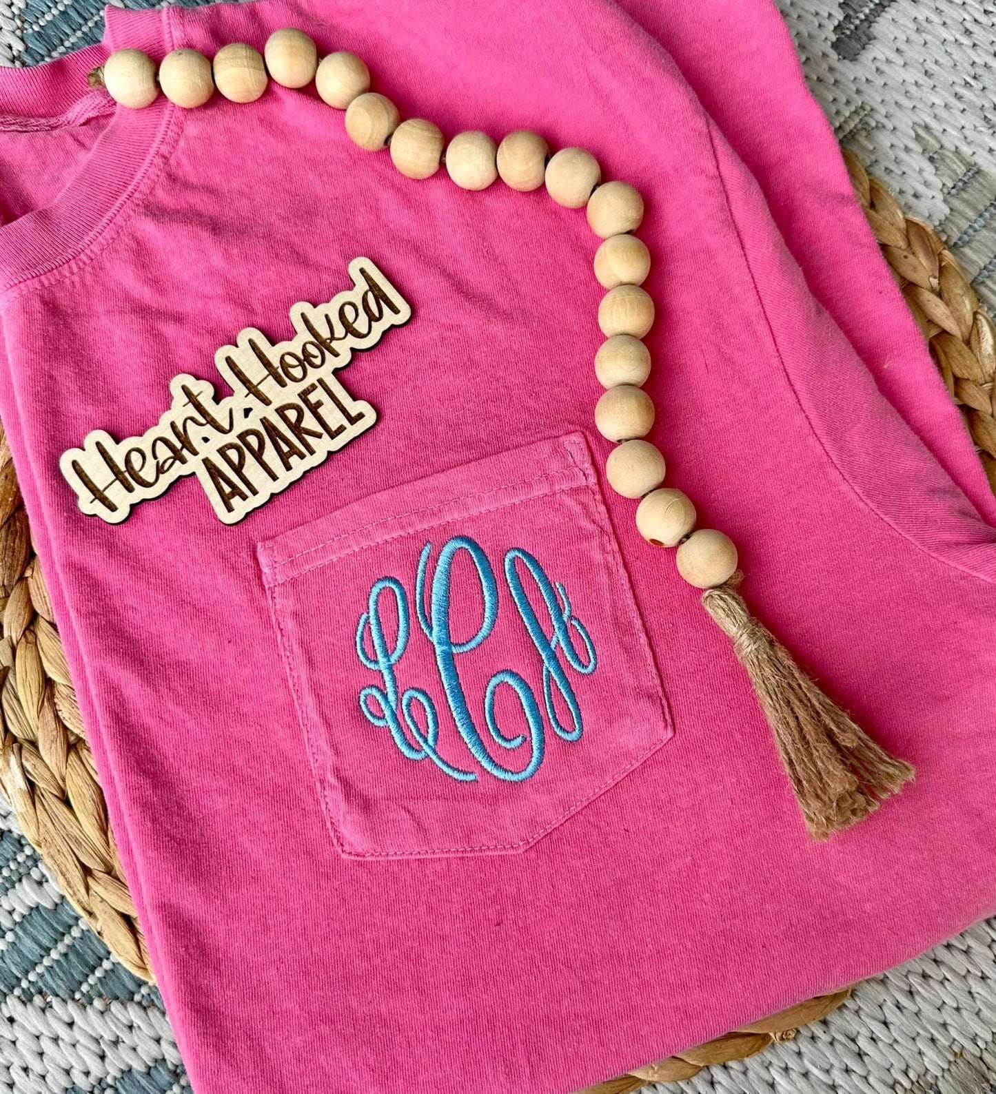 Comfort color short sleeved pocket monogram tee