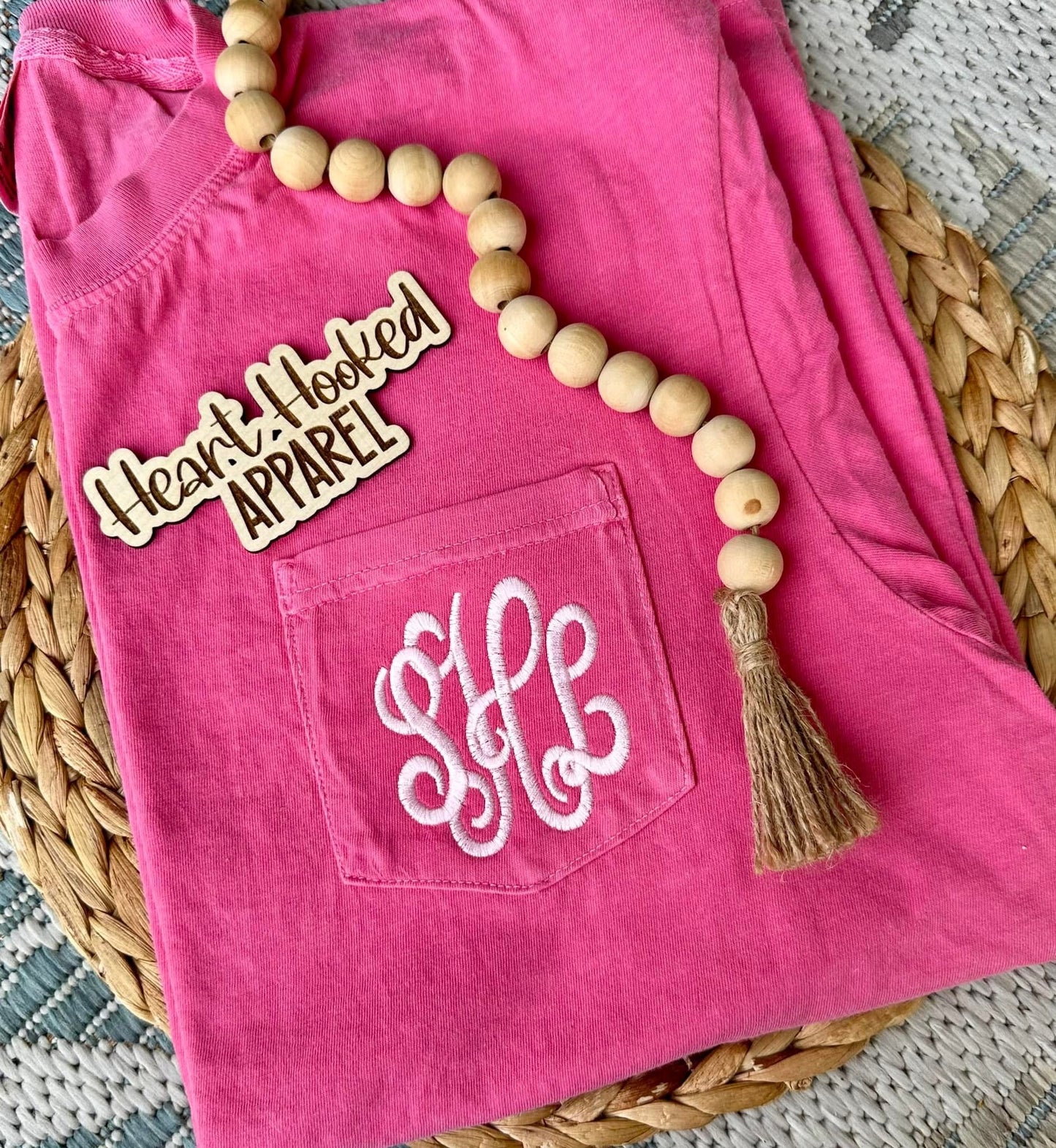 Comfort color short sleeved pocket monogram tee