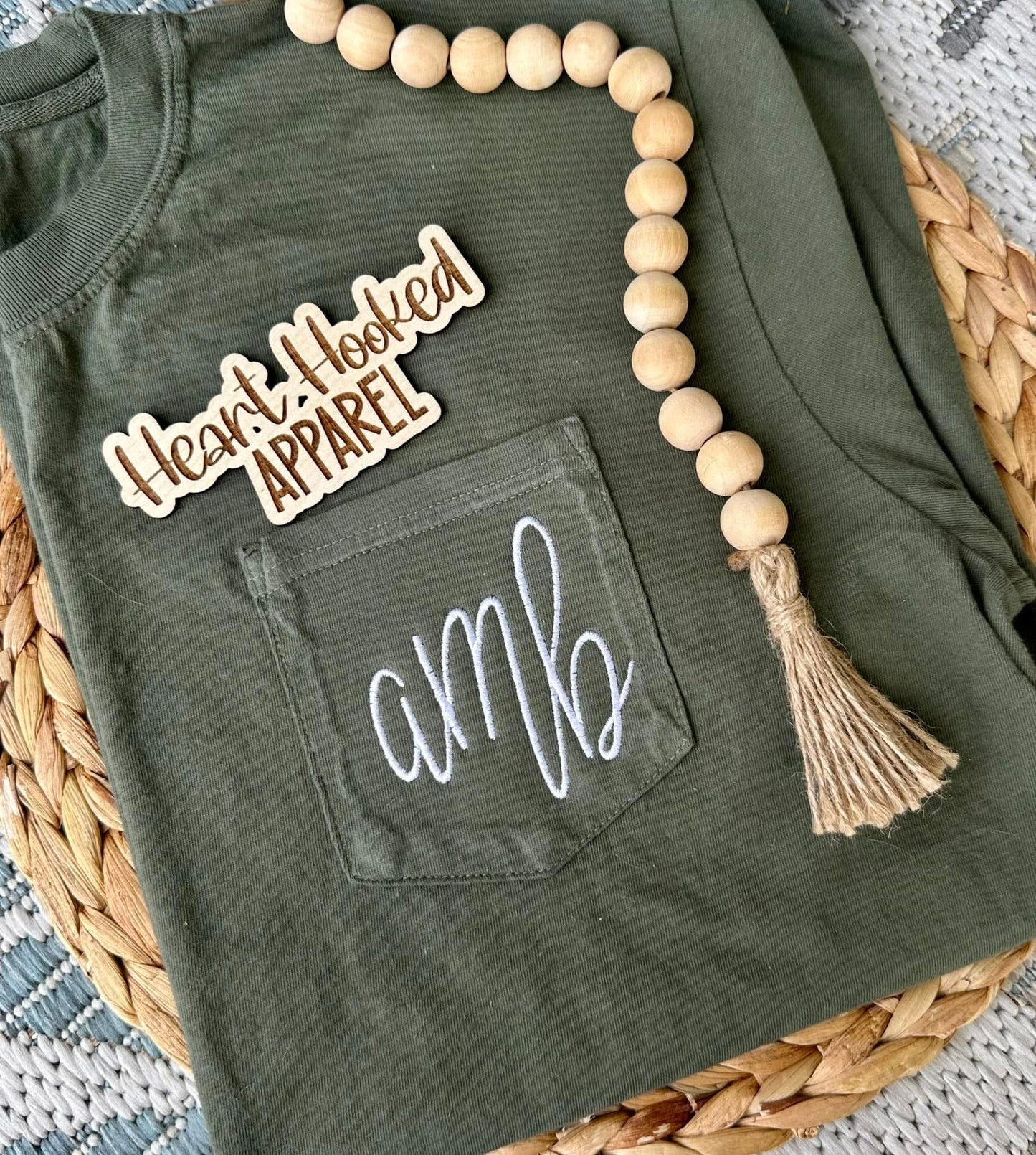 Comfort color short sleeved pocket monogram tee