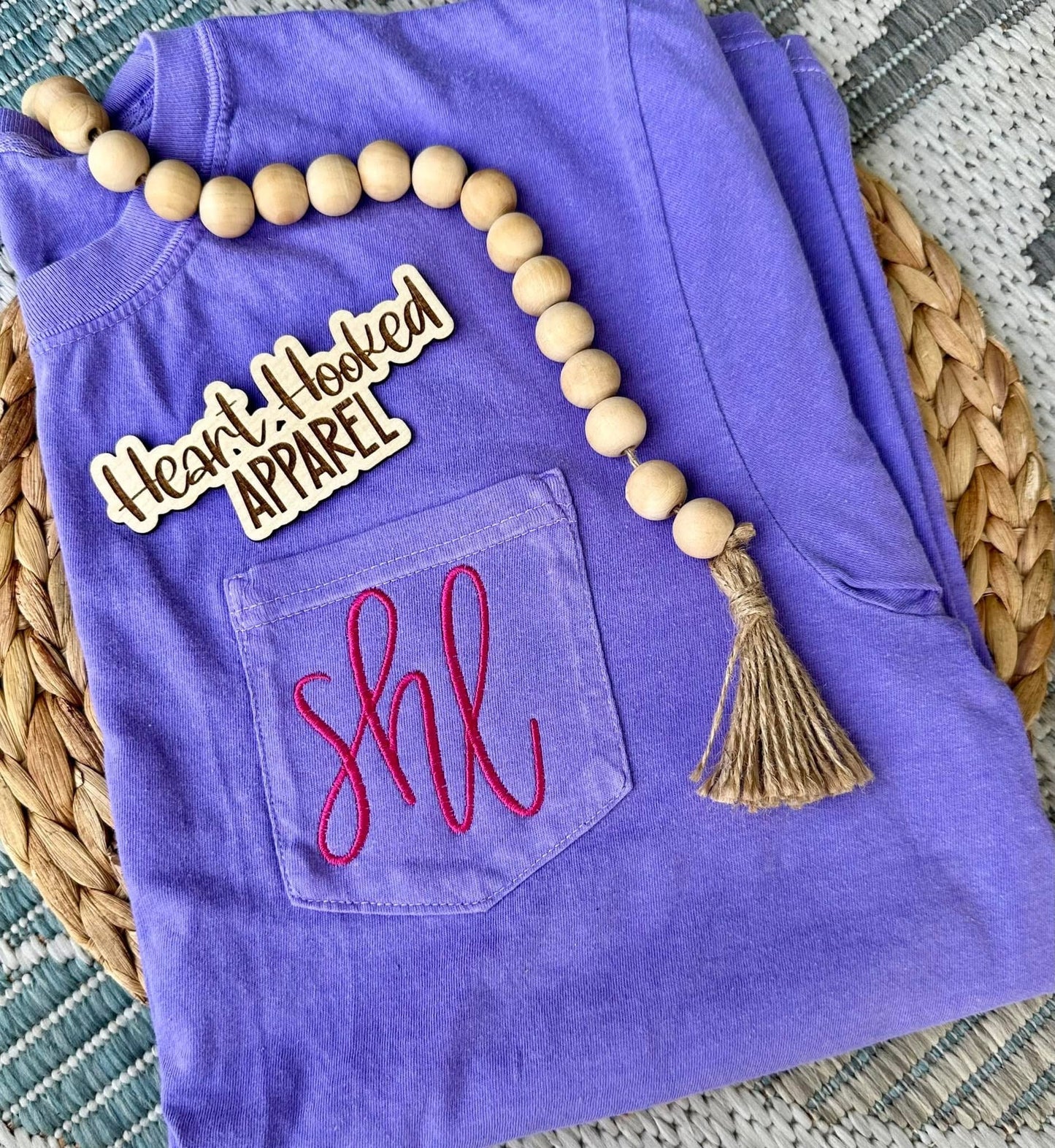 Comfort color short sleeved pocket monogram tee