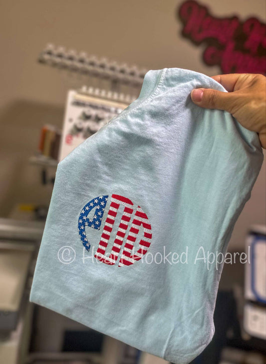 Patriotic Stars And Stipes  Chest Monogram