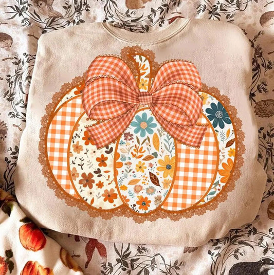 Preppy Floral Fall Pumpkin