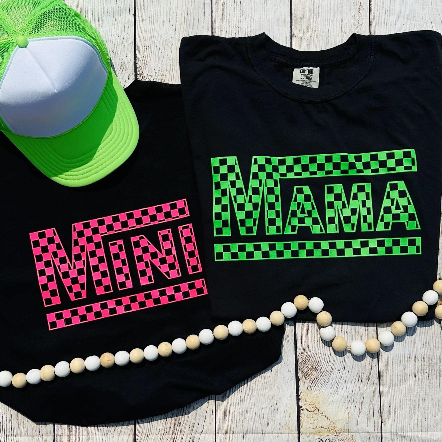 Mama Checkered Neon (mini has it's own listing)
