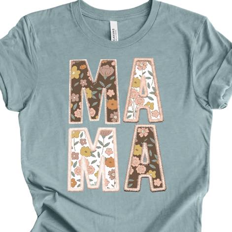 Faux Embroidery Mama Printed Tee