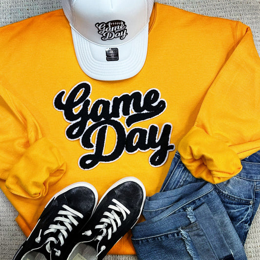 Sports Game Day Chenille Patch Sweatshirt (colors to choose from)