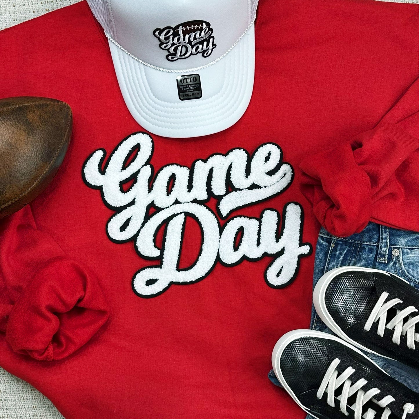 Sports Game Day Chenille Patch Sweatshirt (colors to choose from)
