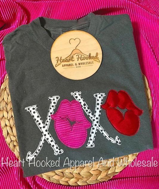 Applique Embroidered XOXO Lips and X's