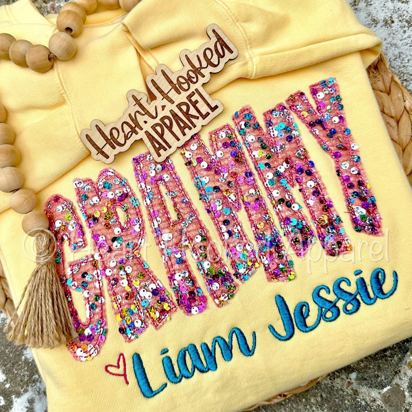 Multi Color Sequins Grammy Custom Comfort Color Sweatshirt
