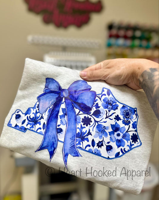 Floral Kentucky State Printed Tee With Bow