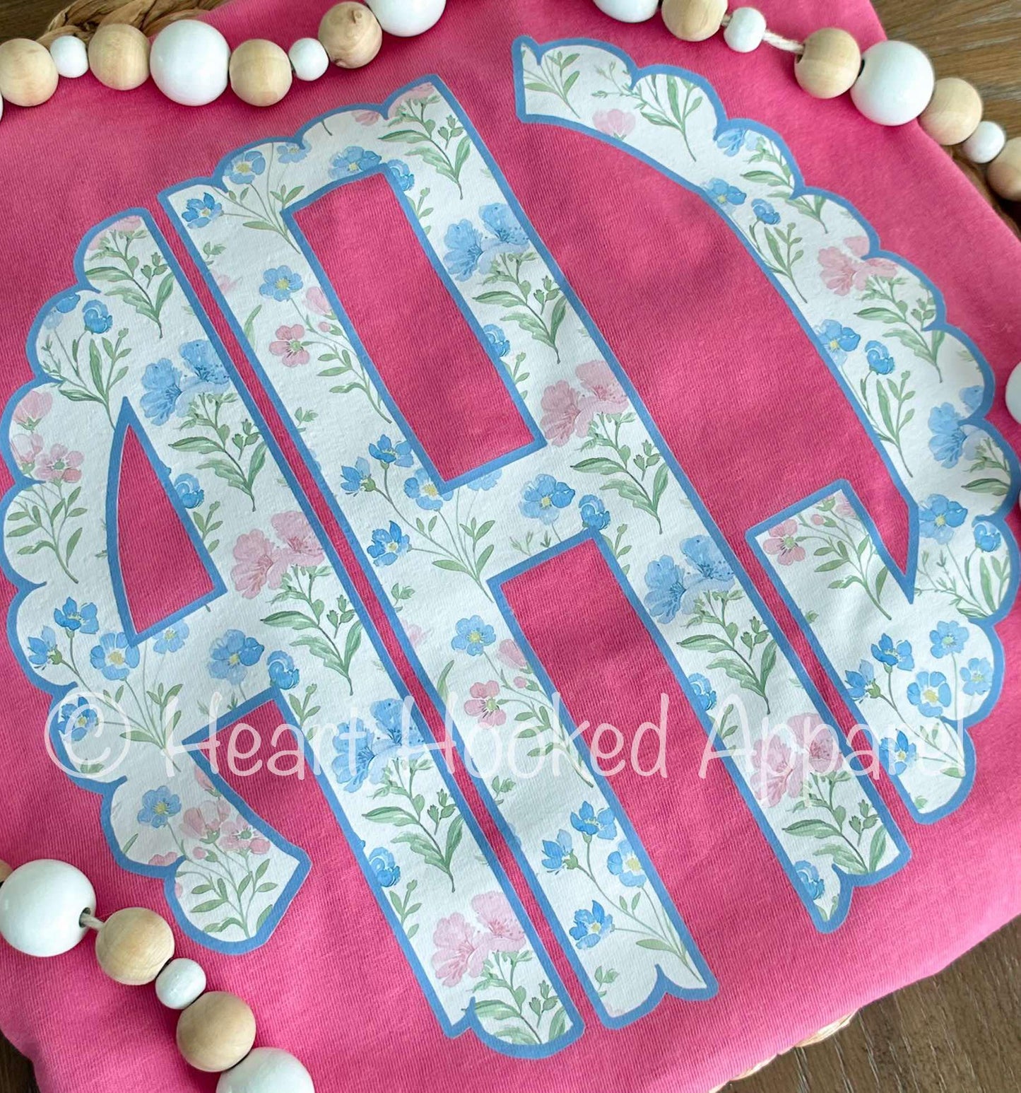 Spring Floral Monogram Bow Tee