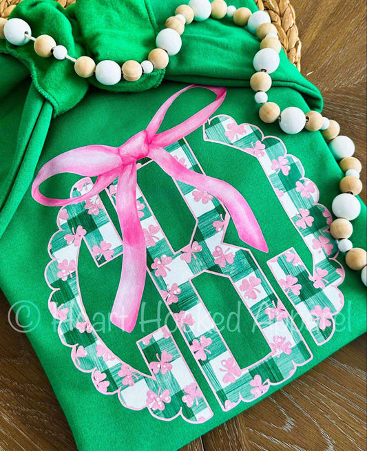 St-Patrick's Monogramed Shamrock Bow Shirt