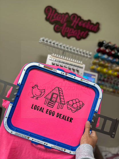 Local Egg Dealer Embroidered T-shirt - Shirt and thread color options -