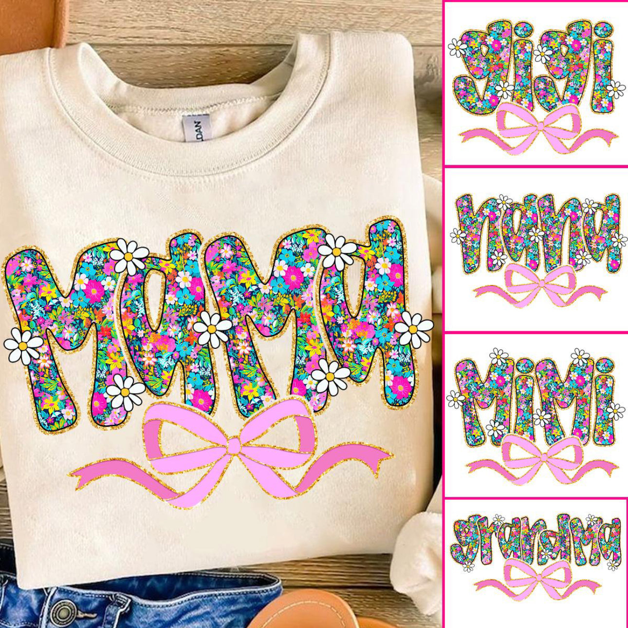 Floral Daisy Mama With Bow