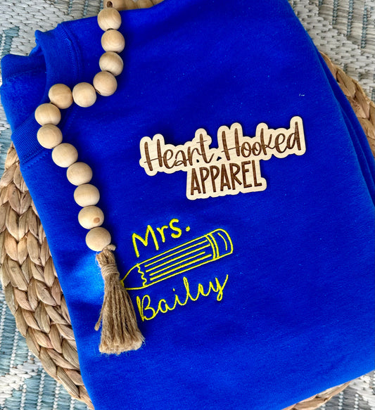 Teacher Pencil Embroidered T-Shirt