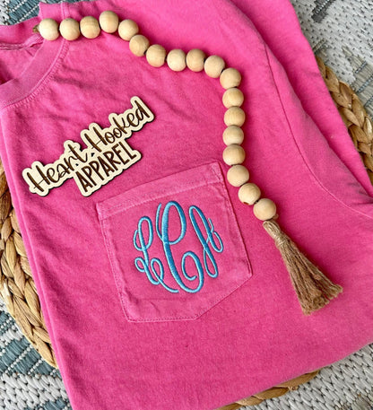 Comfort color short sleeved pocket monogram tee