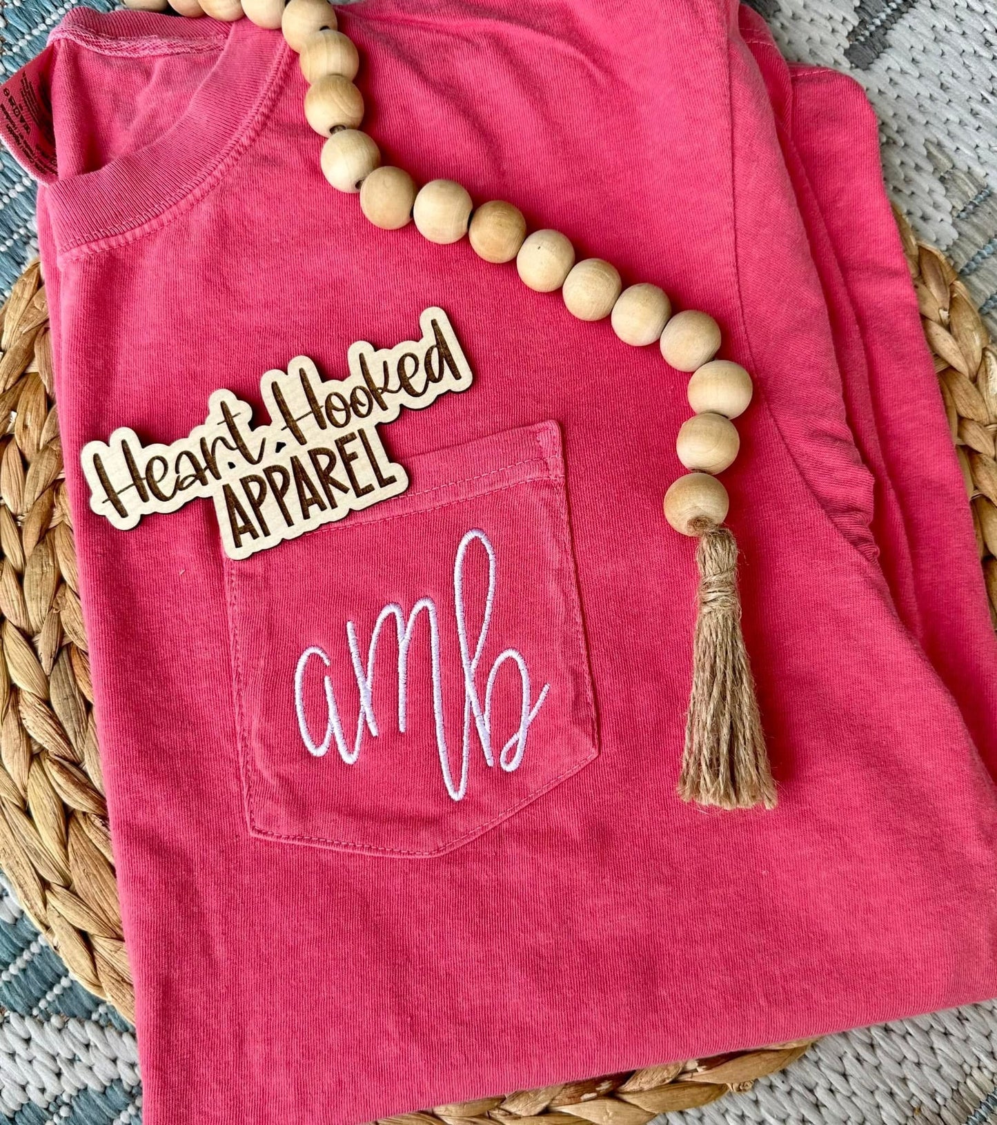 Comfort color short sleeved pocket monogram tee