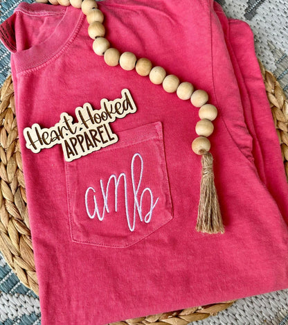 Comfort color short sleeved pocket monogram tee