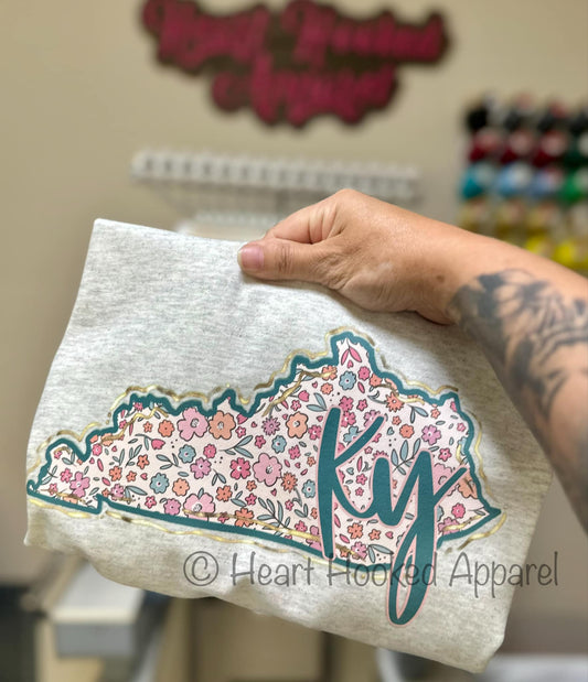 Spring Floral Kentucky State Printed Tee