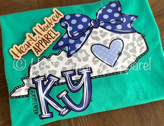 Kentucky Leopard With Polka Dot Bow Printed Tee