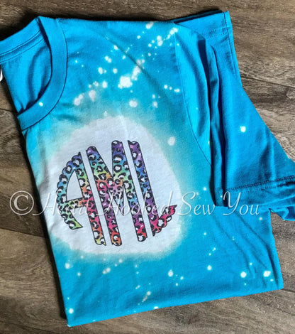 Left Chest Monogramed Acid Wash Tee (Other Monogram Prints Available)