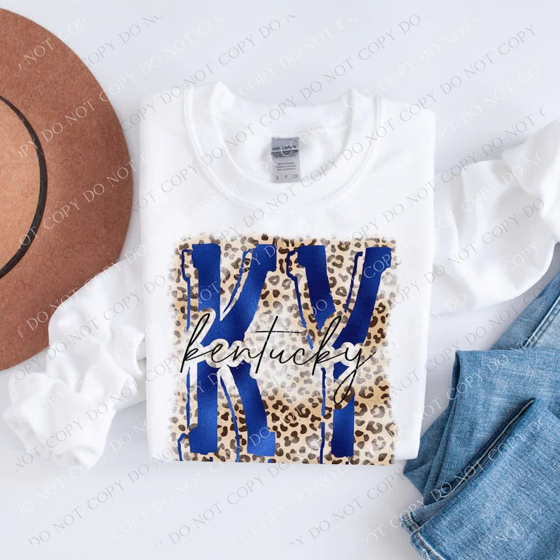 Blue And Leopard Kentucky Sweatshirt