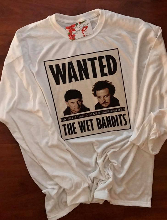 Wanted, Wet Bandits *Sublimated* Long Or Short Sleeved, Grey Or White Option