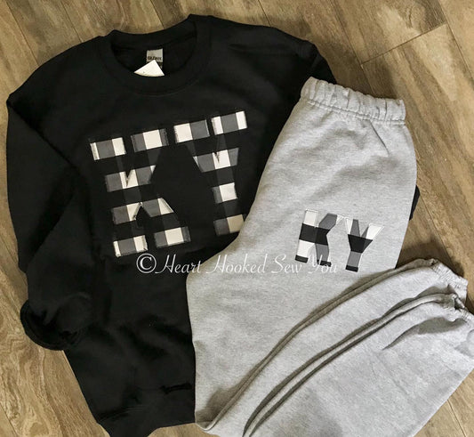 Black State Abbreviation Sweat Pant Set (Shirt and pants need to be put in cart one at a time)