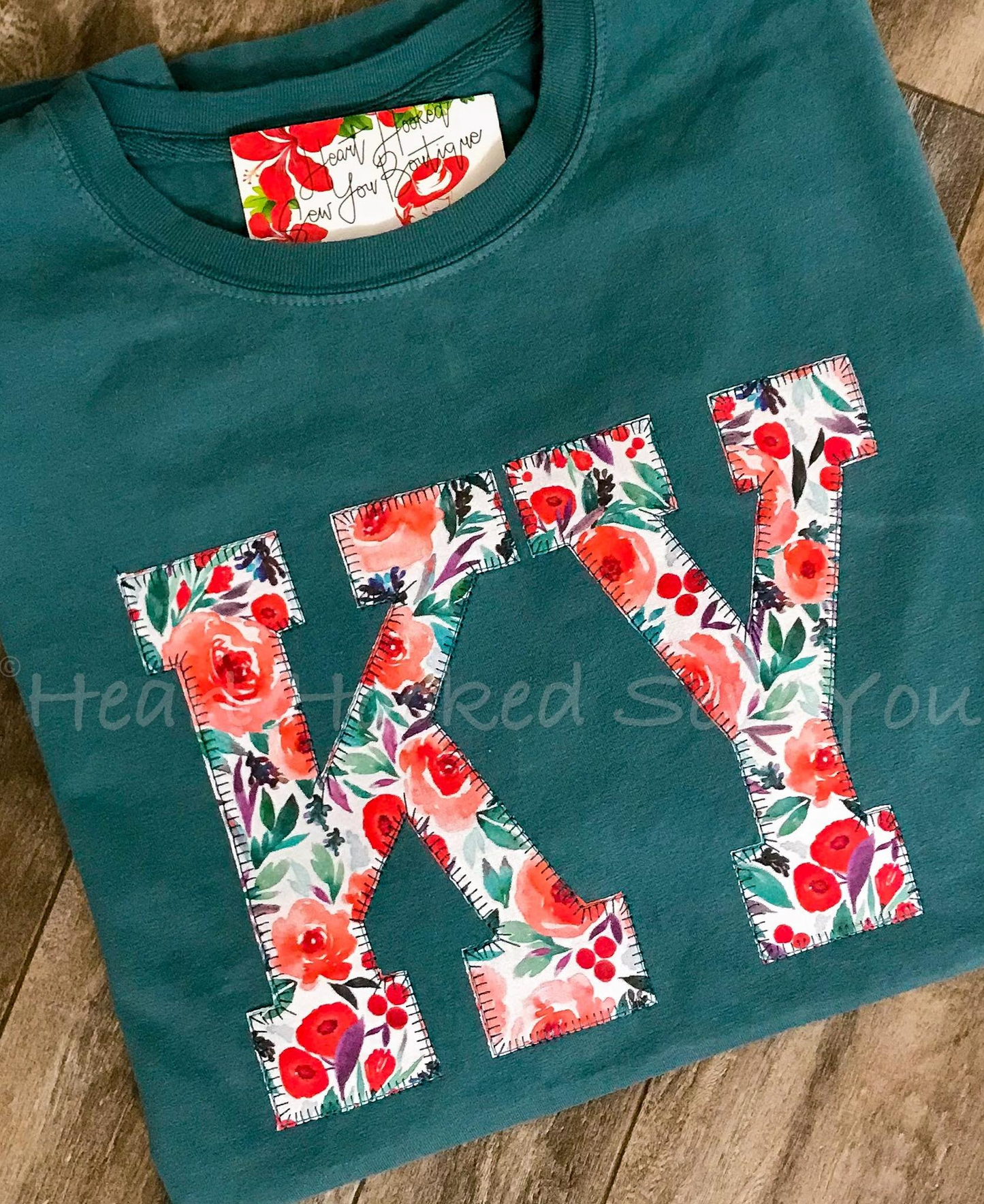 Floral Coral State Abbreviation Tee
