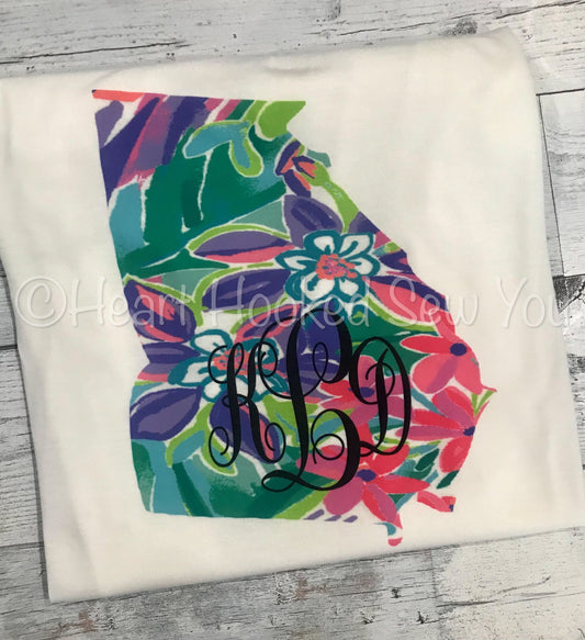 Lilly Inspired State With Monogram
