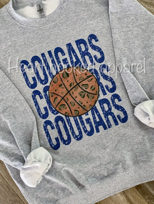 Cougars Leopard Basketball - Tees And Sweatshirts-