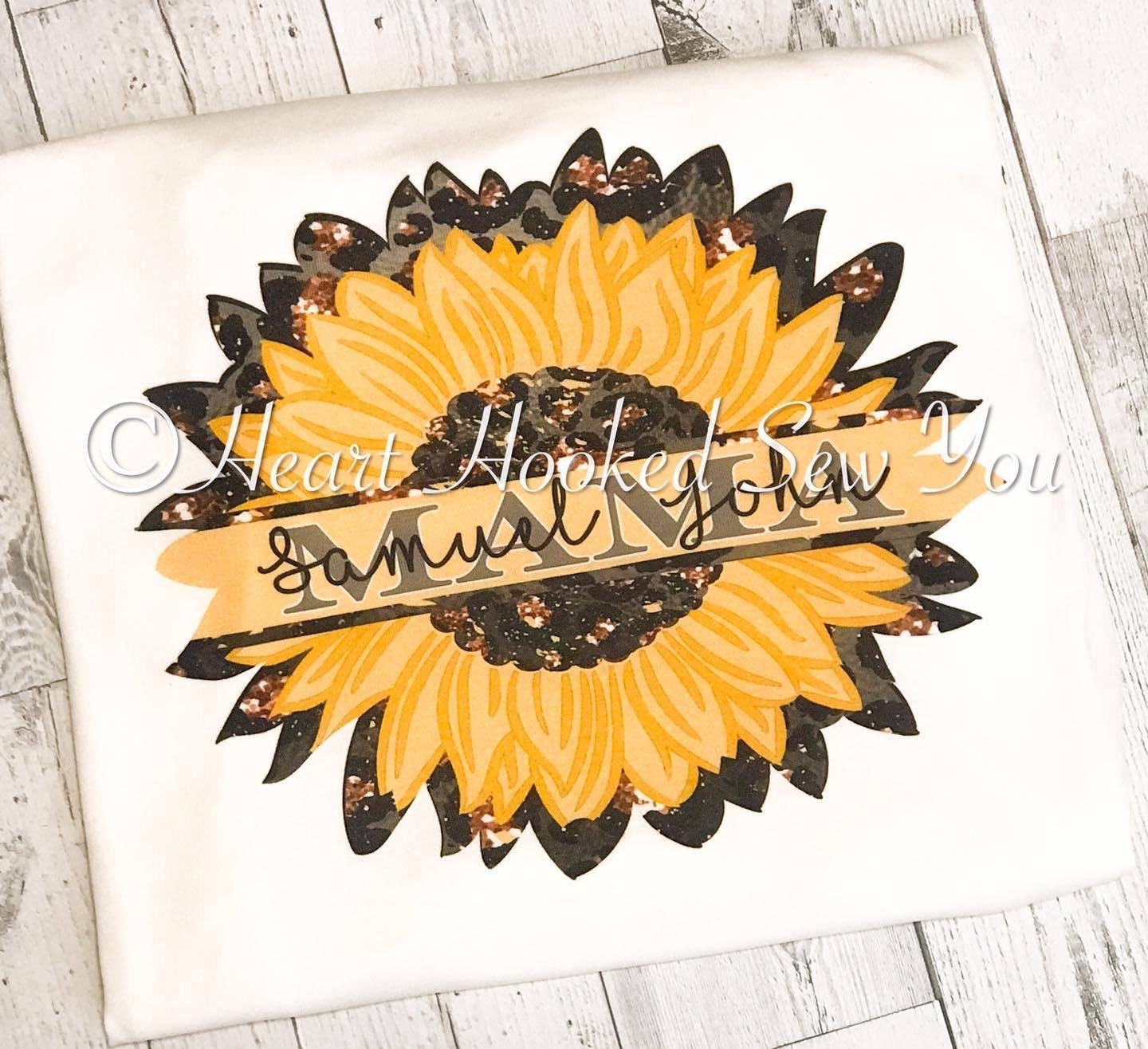 Bleached Personalized MAMA/Mommy Sunflower (Can say what ever you want)