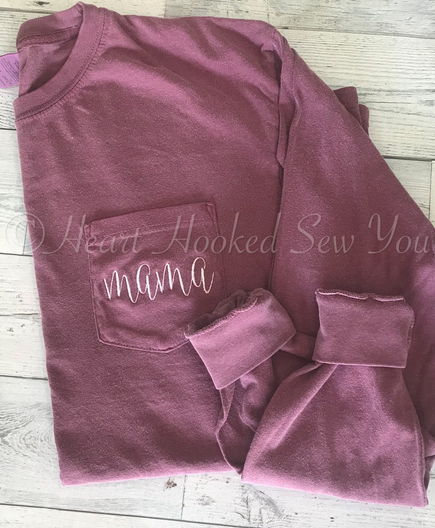 Mama Comfort Color Long Sleeved Pocket T-Shirt