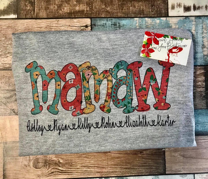 Mamaw/Mama Floral Personalized