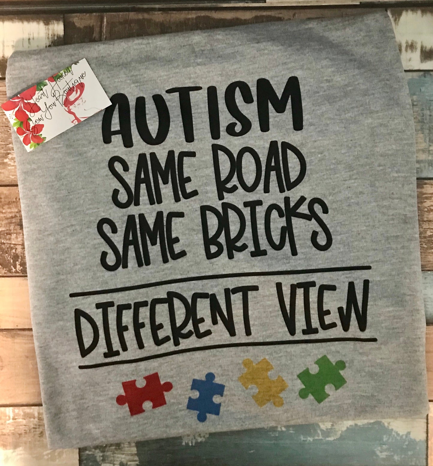 Autism same road same bricks -Short Sleeved-