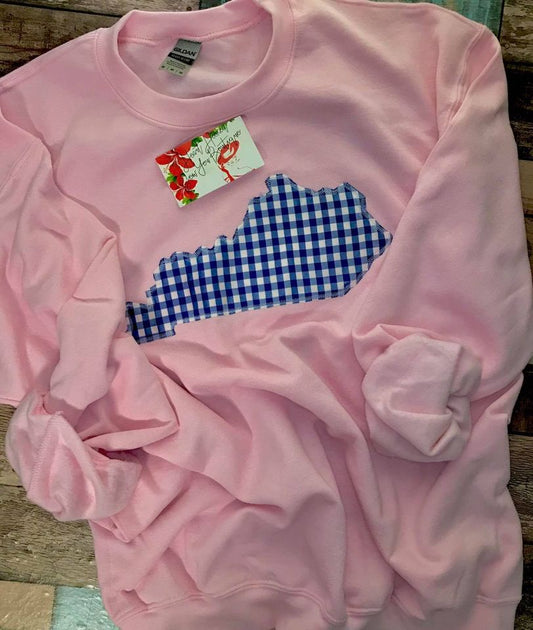 Pink Kentucky Or KY Royal Blue Gingham -Can Do Other States-