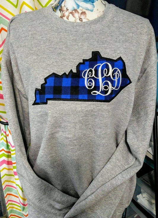 Full Chest Plaid State With Monogram *Embroidered*