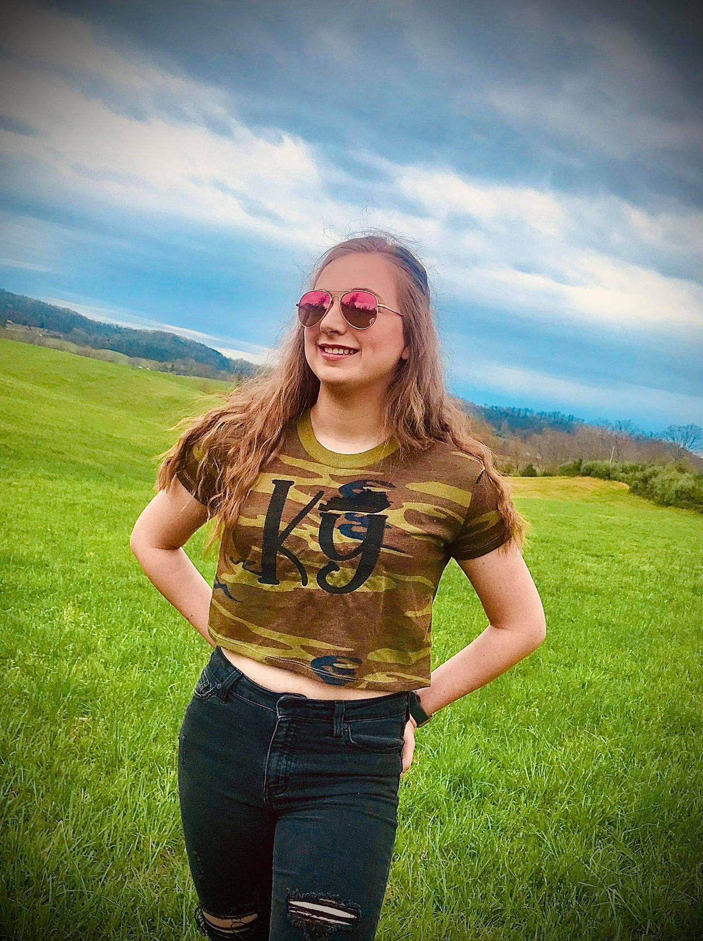 Women's Cropped Camo KY (any state can be done)