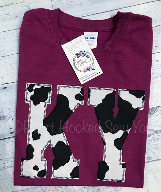 State Abbreviation Berry Cow Print (Short Sleeved)