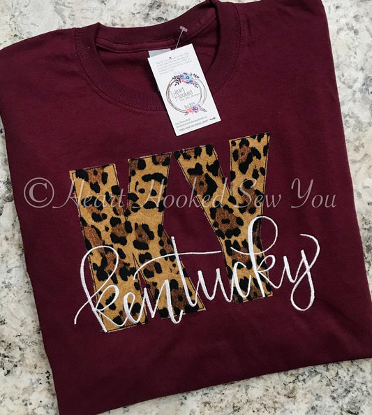 Maroon State Abbreviation Leopard Sweatshirt * Can Do Other States*