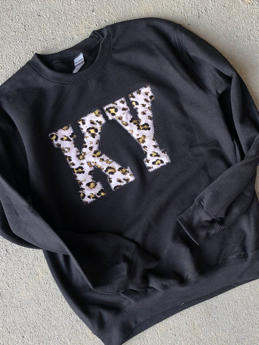 Pink Leopard State Abbreviation Sweatshirt * Can Do Other States*