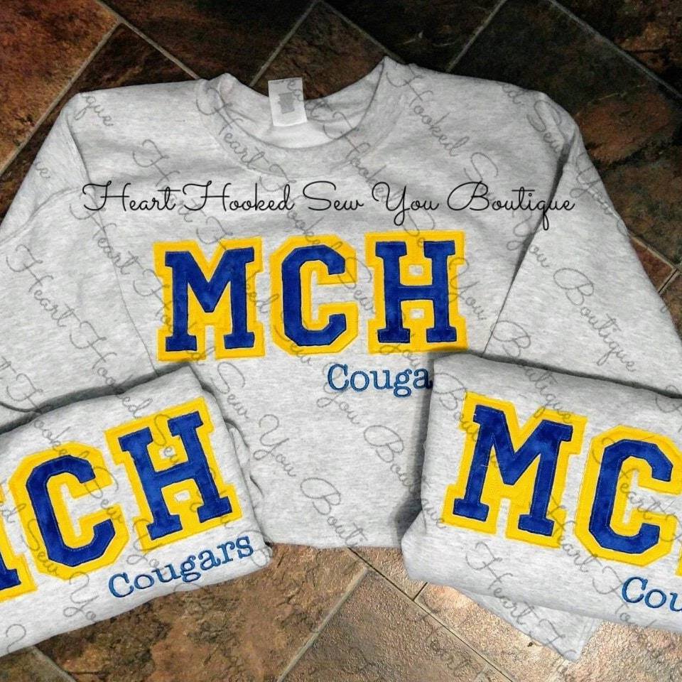 Customizable School Team Sweatshirt - Grey OR Blue- *Embroidery* Sweatshirt